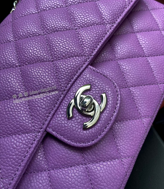 Chanel專櫃新款cf女包 1112 香奈兒經典紫色原廠進口羊皮鋼印晶片版本鏈條包 djc4779